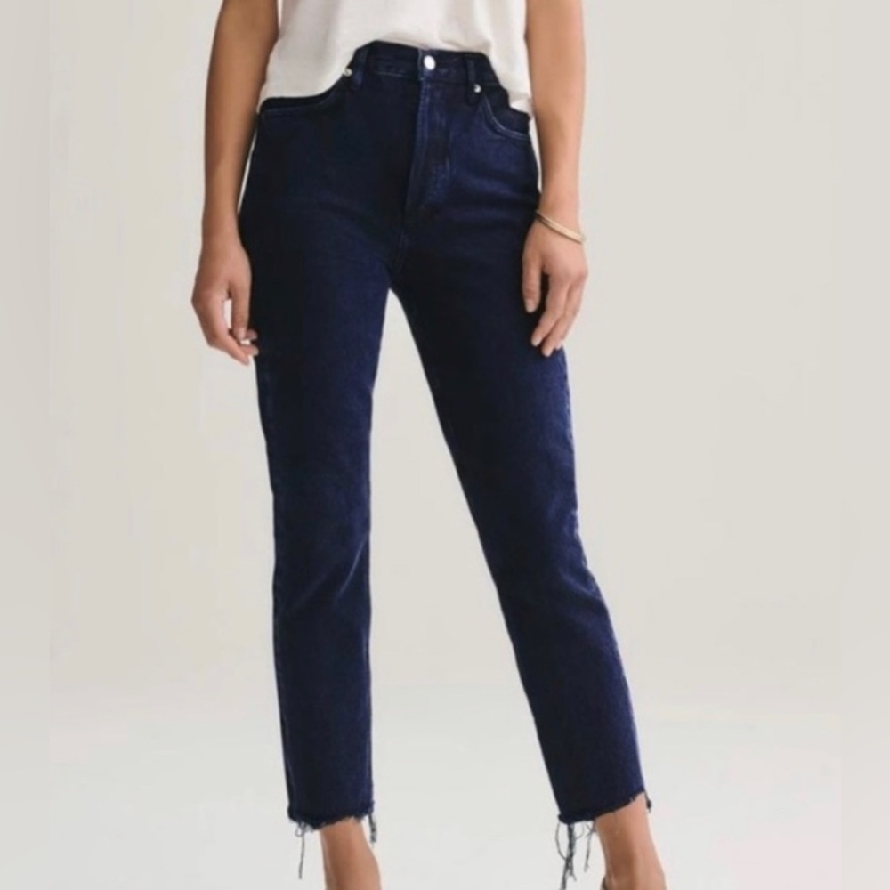 AGOLDE Riley High Rise Crop Jeans in Pledge Wash Size 27